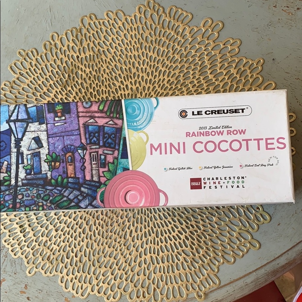 le creuset rainbow row mini cocottes